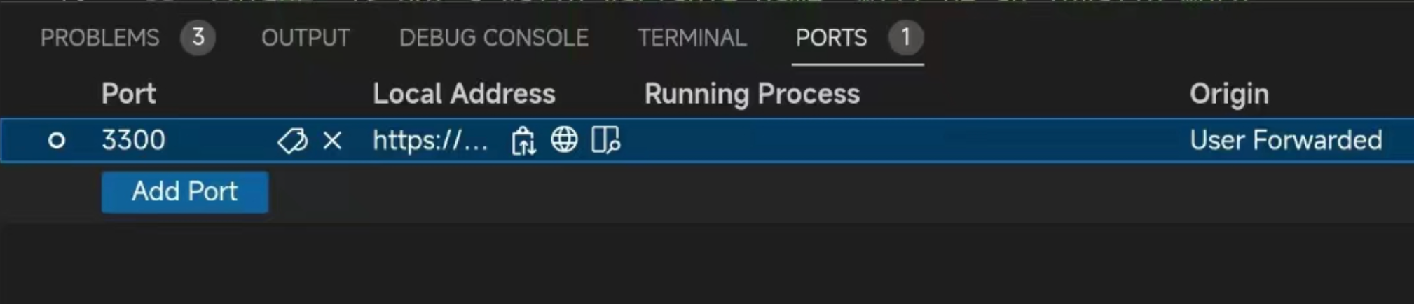 Forward port in VSCode