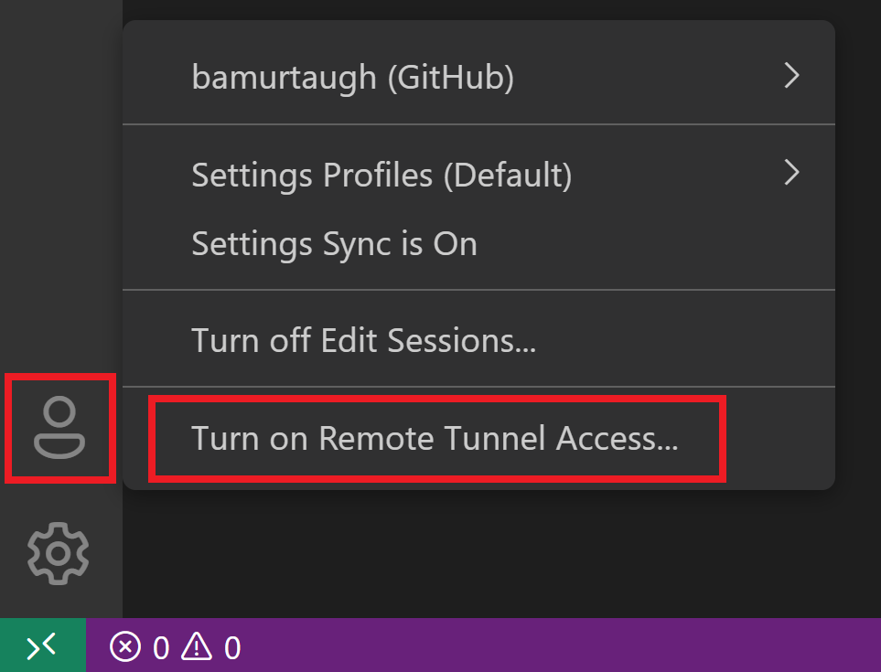 Turn on remote tunnel access